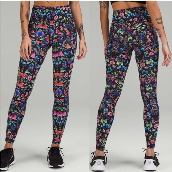 Lululemon Swift Speed High Rise Tight Leggings Flowerscope Black Multi